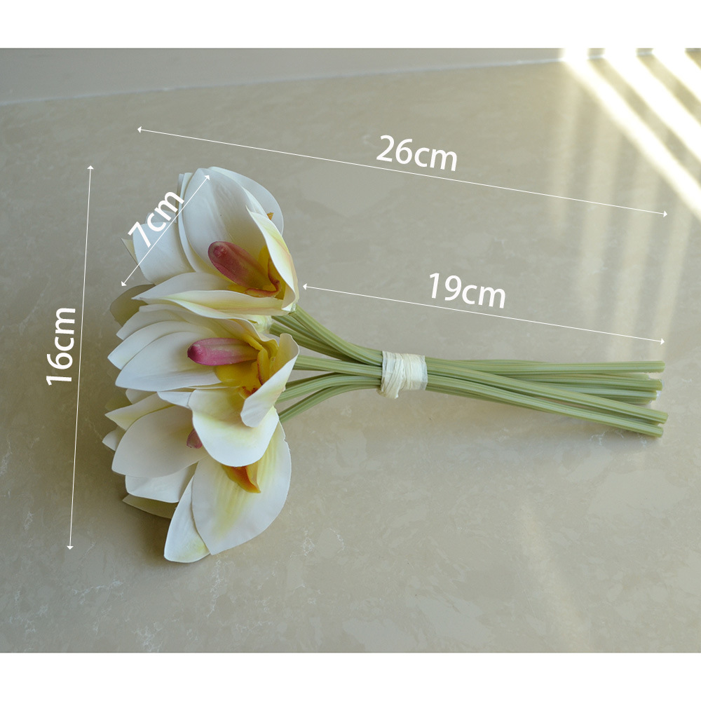 cymbidiums with bunches and flowers in hand, home model room decoration, dining table and coffee table decorations, fake flowers_voghion.com