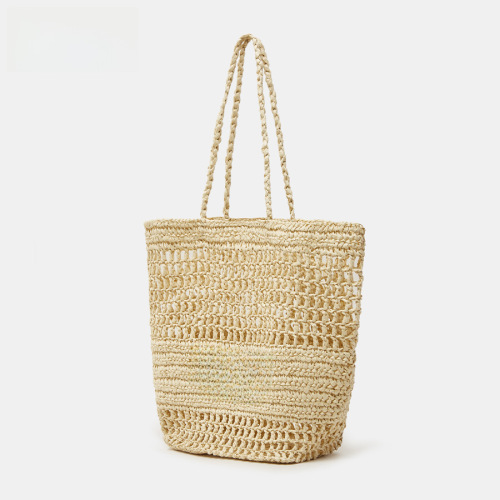 New Embroidered Letter Cut-out Grass Weave Shoulder Bag for Women - Large Capacity Hand-woven Uncommon Shopping Basket Bag