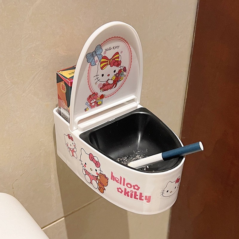 Ceniciero de inodoro de pared creativo personalidad doméstica lindo inodoro sala de estar antiflying con cubierta cigarrillo