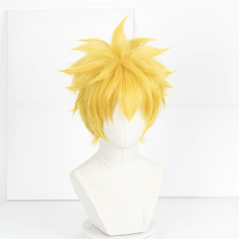Naruto Uzumaki Cosplay Wig with Naturally Upturned Anime Style, Easy to Manage, Button Net