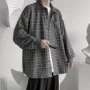 宽松撞色格子男士衬衫