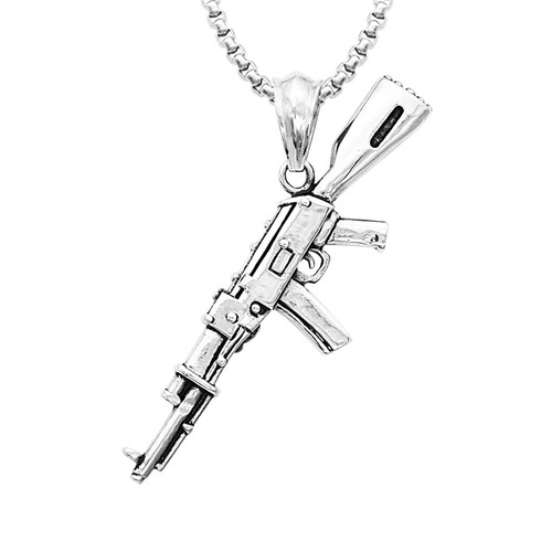 Cross-border European and American punk hip-hop rock AK-47 rifle men's personalized stainless steel pendant titanium steel necklace pendant