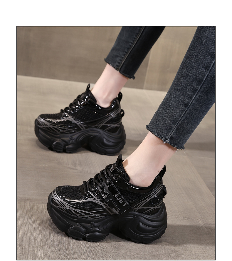 Giày sneaker nữ đế dày platform tăng chiều cao phong cách hot trend — đen chi tiết 15