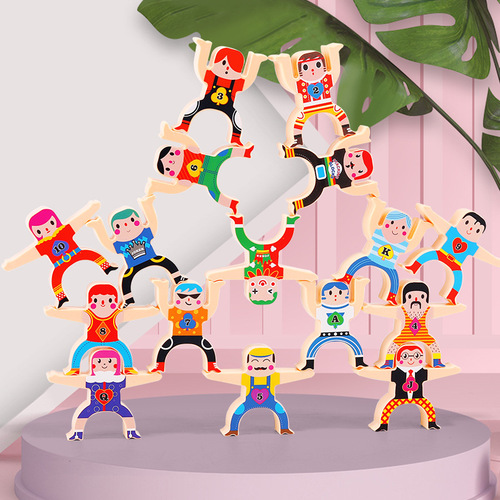 Children's Mighty Man Towering Balance Stack Game Tabletop Building Block School Institutional Gift Stress Relief Toy
