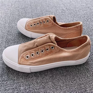 原单水洗做旧圆头 炒色帆布鞋
