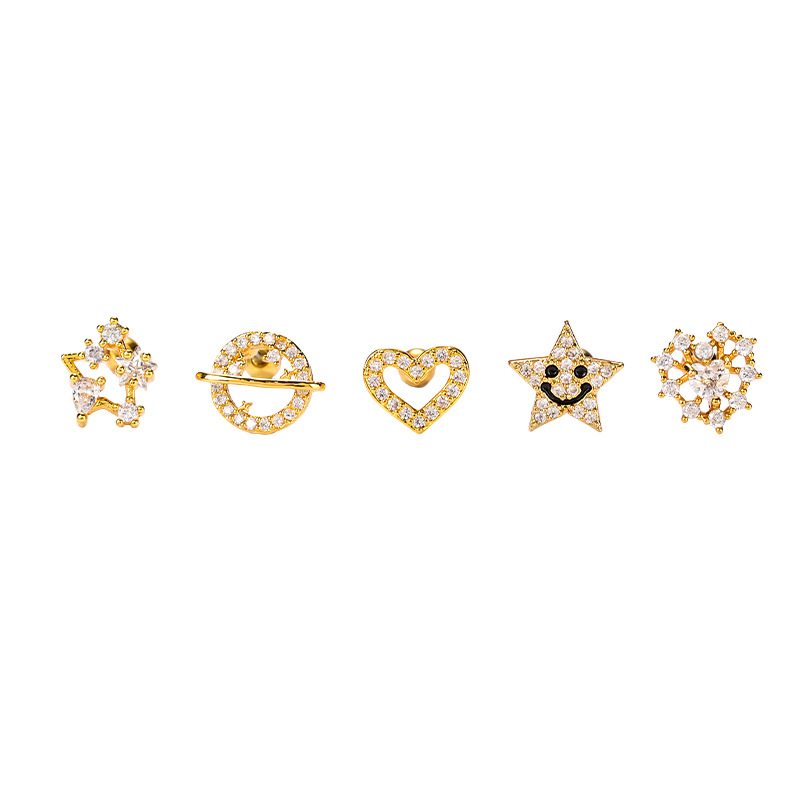 Fashion Star Heart Shape Stainless Steel Plating Zircon Ear Studs 1 Pair display picture 15