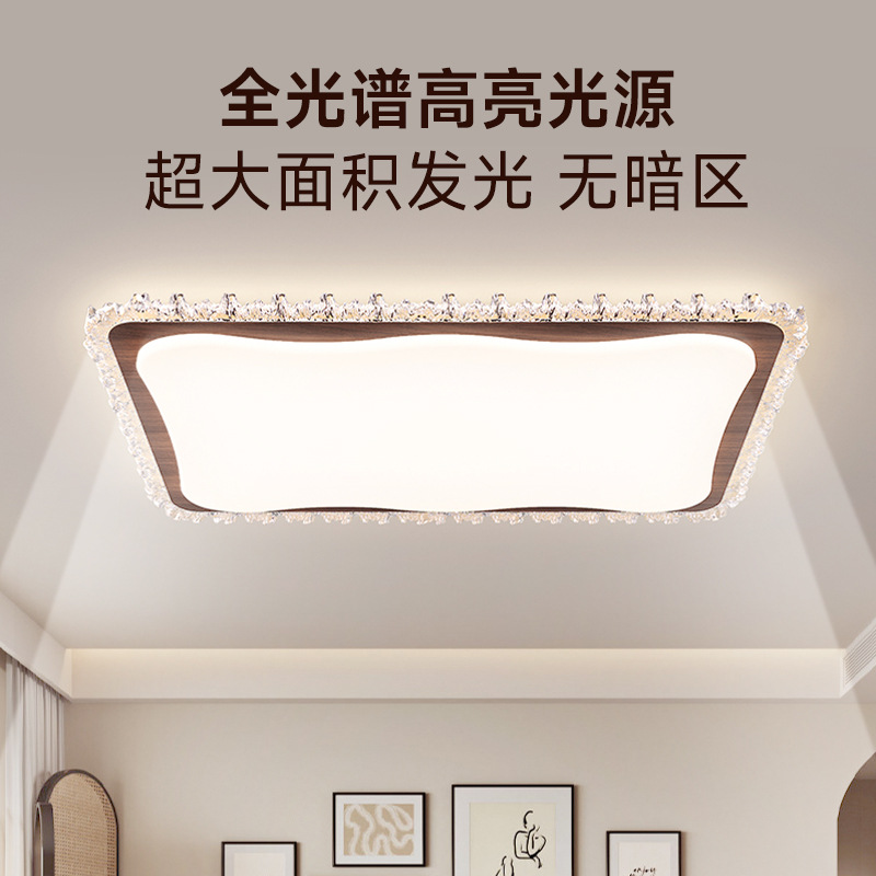Luz de techo de la sala de estar francesa de lujo moderno y simple color nuez creativo de protección de ojos de cristal sala de luz principal 472L