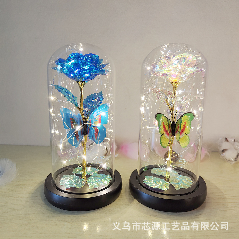 Hoja de oro rosa eterna flor cubierta de cristal de la flor eterna del Día de la madre Navidad del Día de San Valentín de la flor