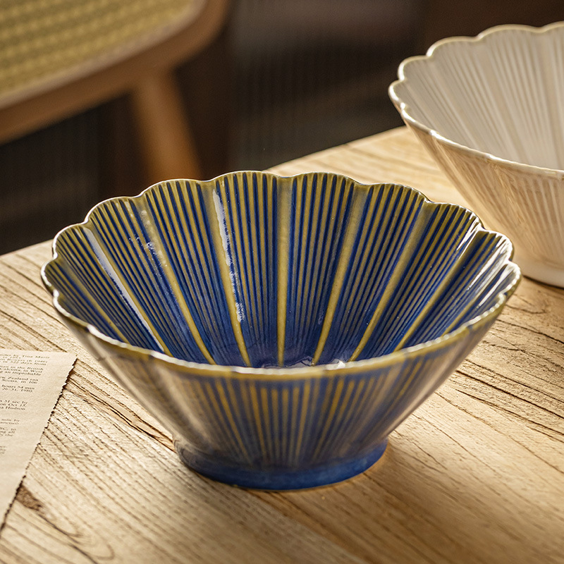 Recompra de un tazón de sopa de fideos de cerámica japonés retro y hermoso, tazón de canola para el hogar, tazón de verduras, tazón de vajilla, tazón de fideos al por mayor