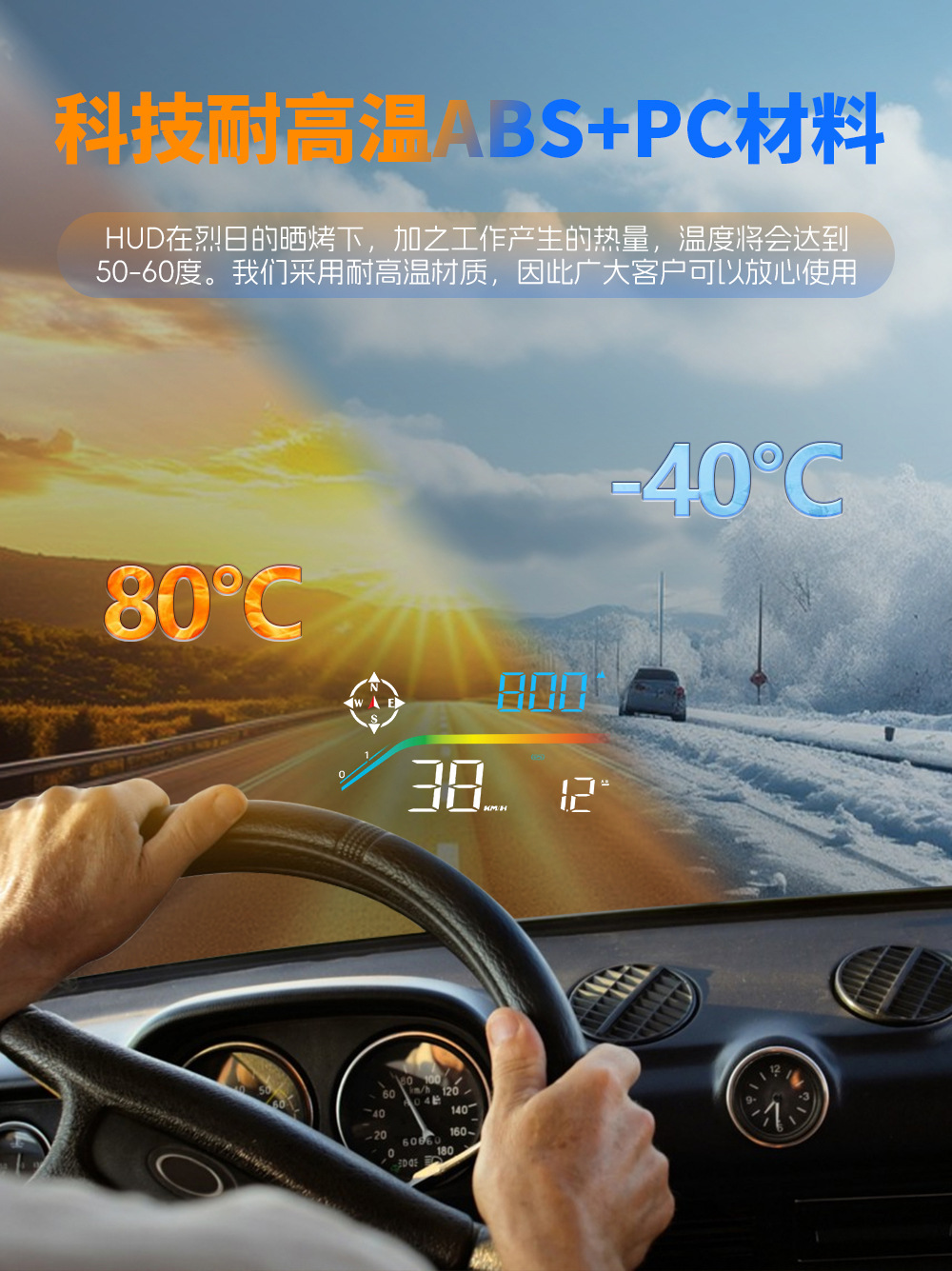 HUD high-definition car head-up display with voice electronic dog function, OBD GPS dual system, high-temperature resistant
