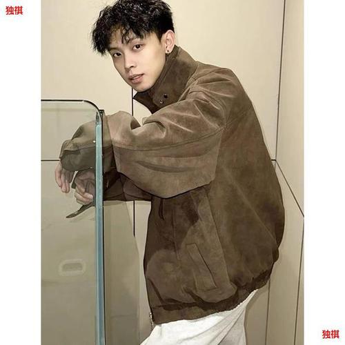 Men's Leather Jacket for Spring and Autumn, American Retro Matte PU Stand Collar Work Jacket