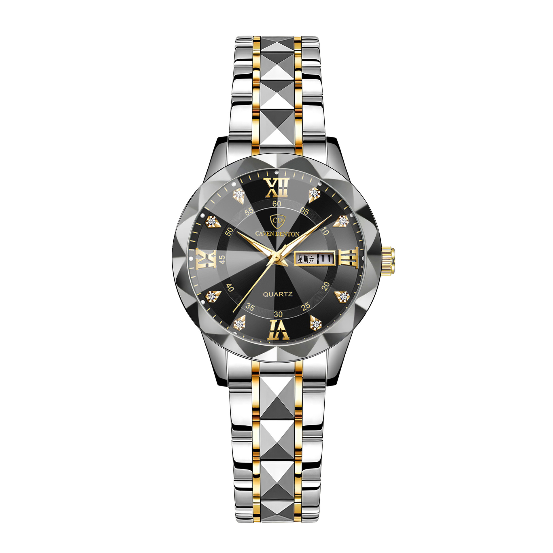 더블 캘린더 블랙 페이스 (골드 스트랩 포함)