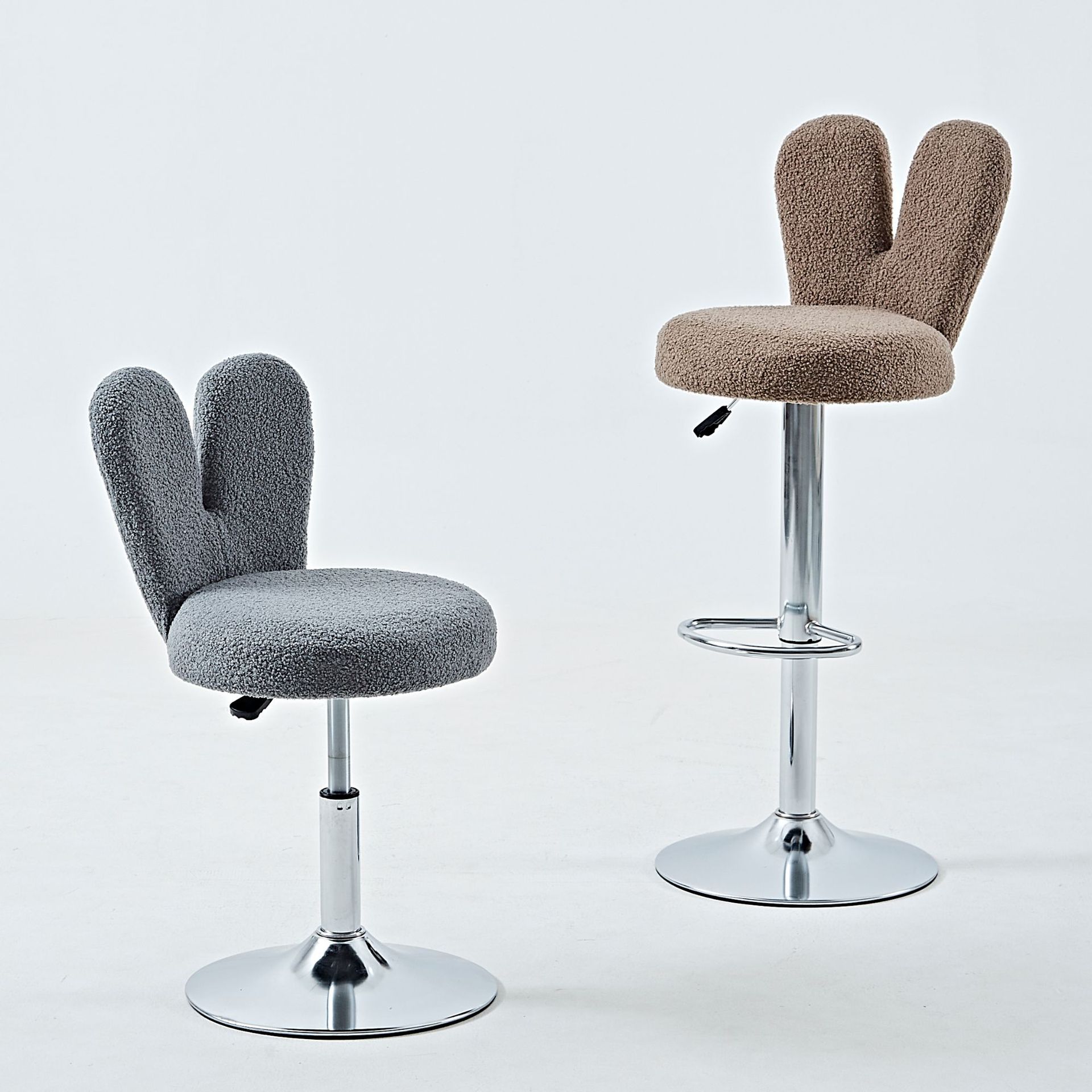 Creamy-Style Lambswool Fabric Bar Chair, Adjustable & Swivel, Perfect for Nail Salons, Beauty Spas, Front Desks, or as a Backrest Bar Stool—Ideal for Bar Counters!