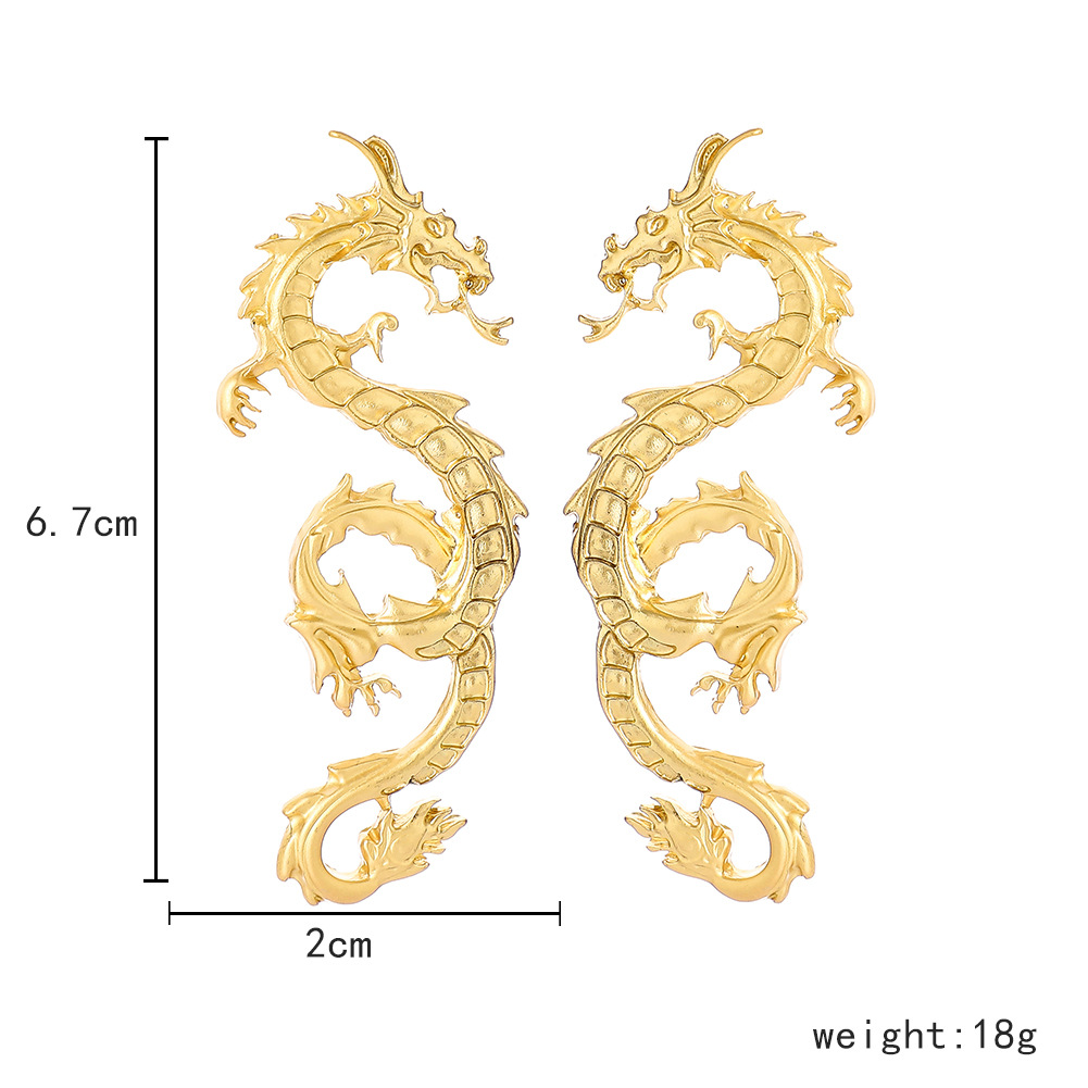 1 Pair Exaggerated Dragon Alloy Plating Women's Ear Studs display picture 5