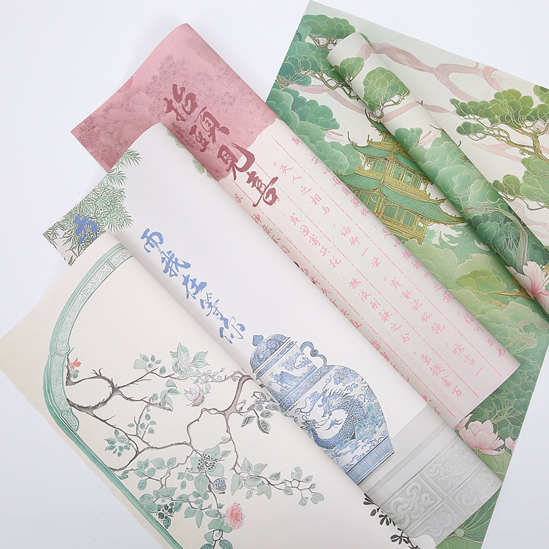 七夕包装纸花店花艺diy书法纸防水包花风华纸批发国潮 花束包装纸
