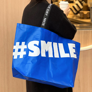 Laminated Waterproof Woven Bag Logo Promotional Exhibition Plastic Bag Shopping Snakeskin Eco-Friendly Gift Handbag