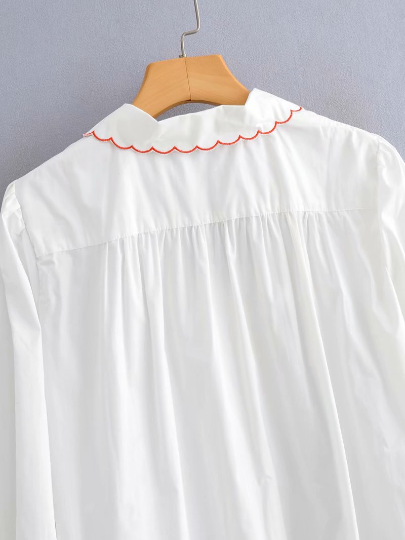 camisa blanca con bordado retro NSAM38958