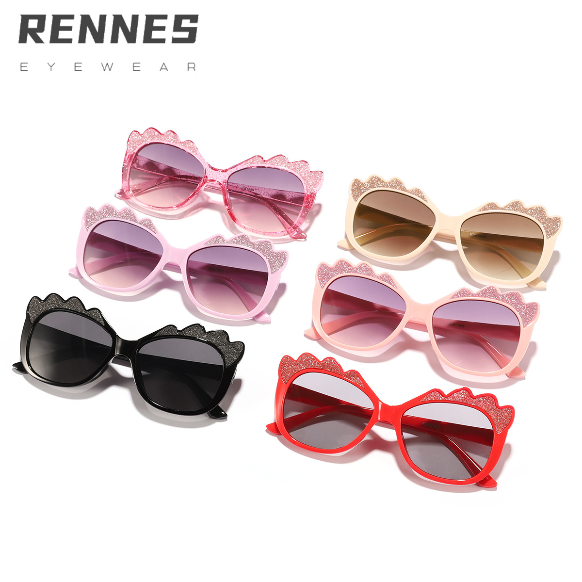 Nuevas gafas de sol de color caramelo de dibujos animados lindo con lentejuelas para niños transfronterizos