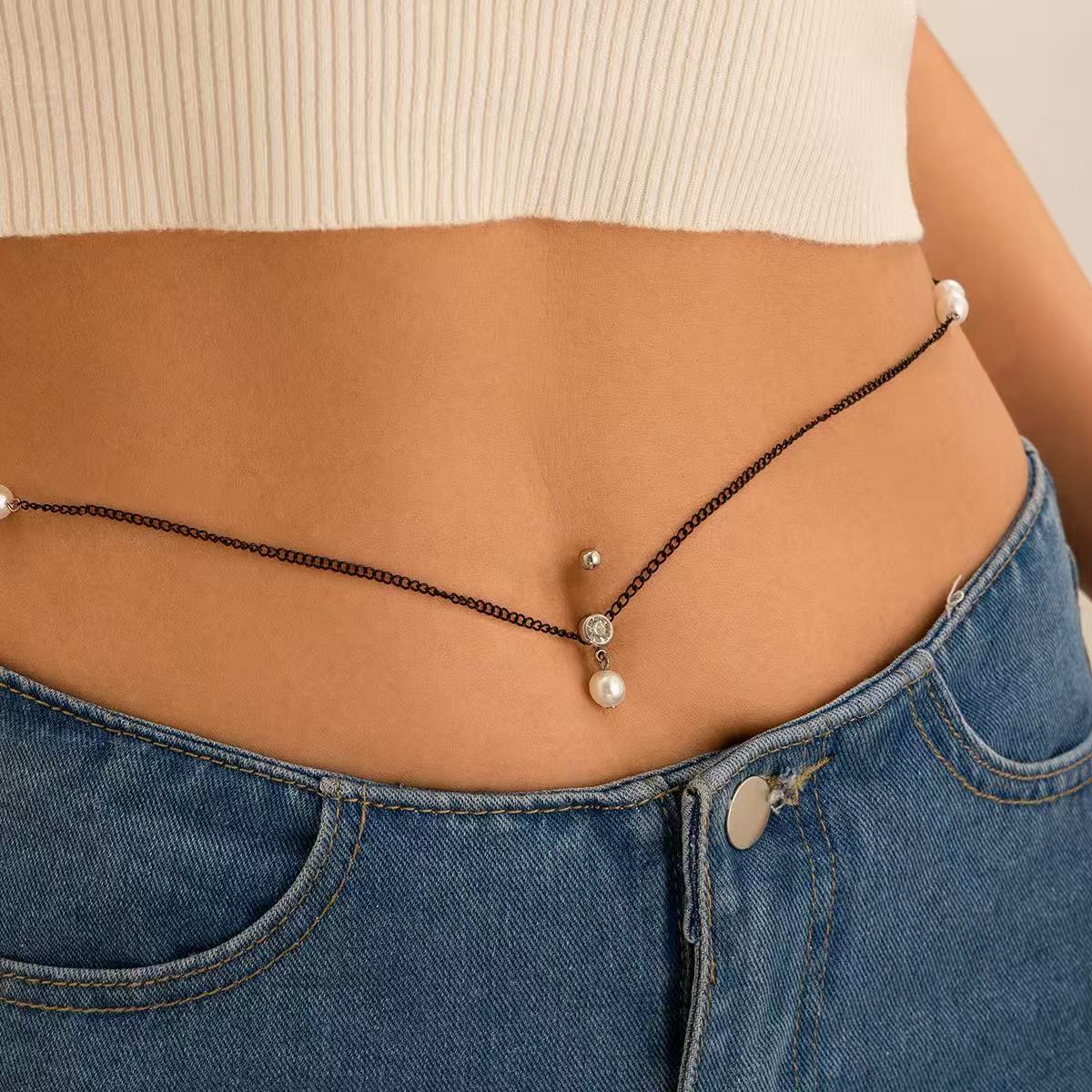 Europäischer und amerikanischer grenzüberschreitender Schmuck, personalisiertes Zirkon-Bauchnabelpiercing, sexy Perlenquaste_voghion.com