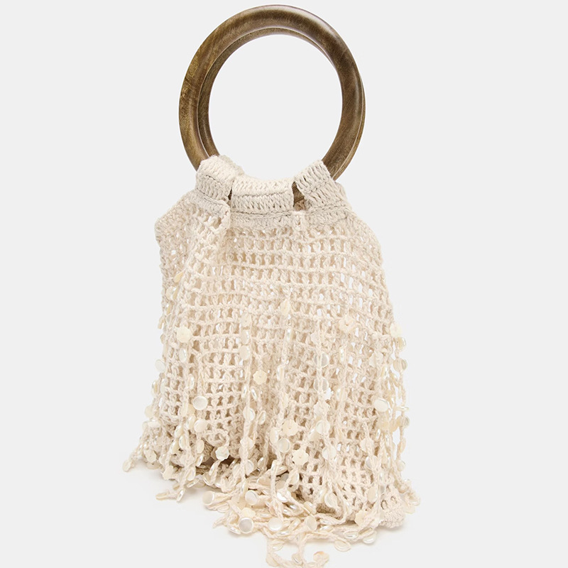 2026 Spring New Fairy Crochet Bag with Tassels, Wooden Ring Shell Hollow-Out Handbag for Women Trend 2026 Spring New Fairy Crochet Bag with Tassels, Wooden Ring Shell Hollow-Out Handbag for Women Trend