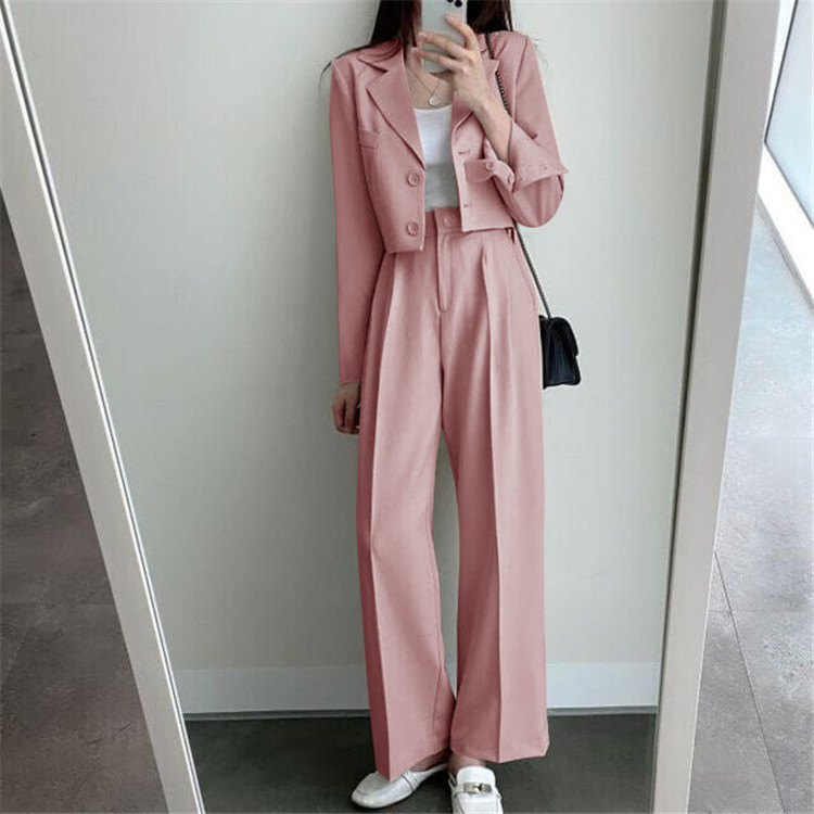新品2022春夏秋季网红休闲英伦风小西套装女士短款韩版西服上衣详情28