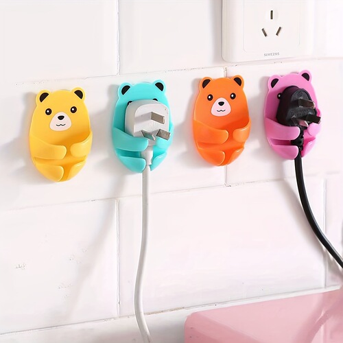 Hole-free plug fixing adhesive hook kitchen wall hanging organizer strong traceless hook electrical plug cord organizer fixed clip