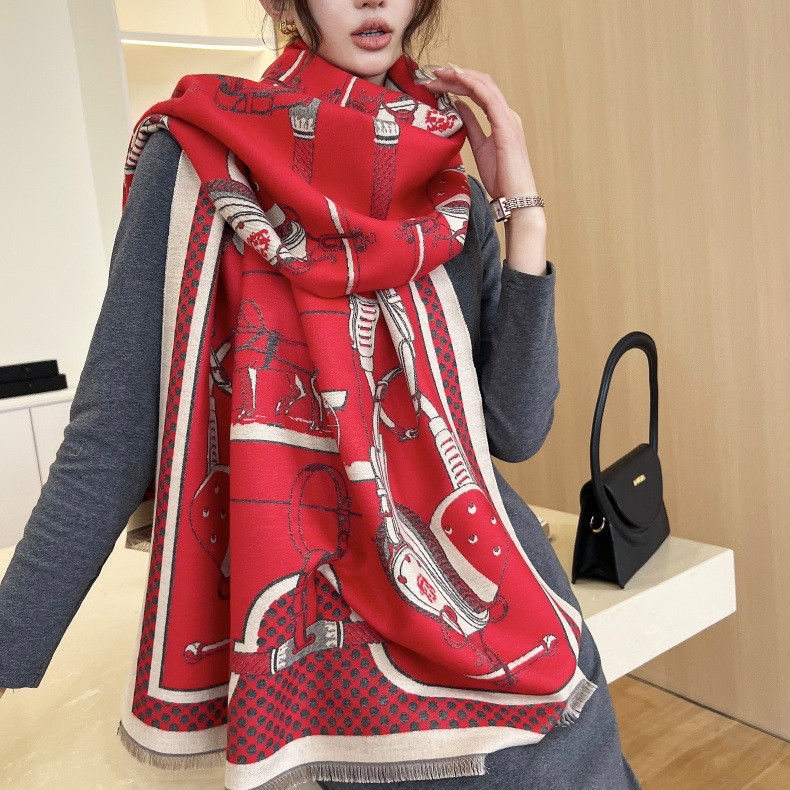 Sciarpa jacquard in cashmere imitazione di alta qualità e di lusso leggero, scialle invernale versatile da donna, antivento e caldo spesso_voghion.com