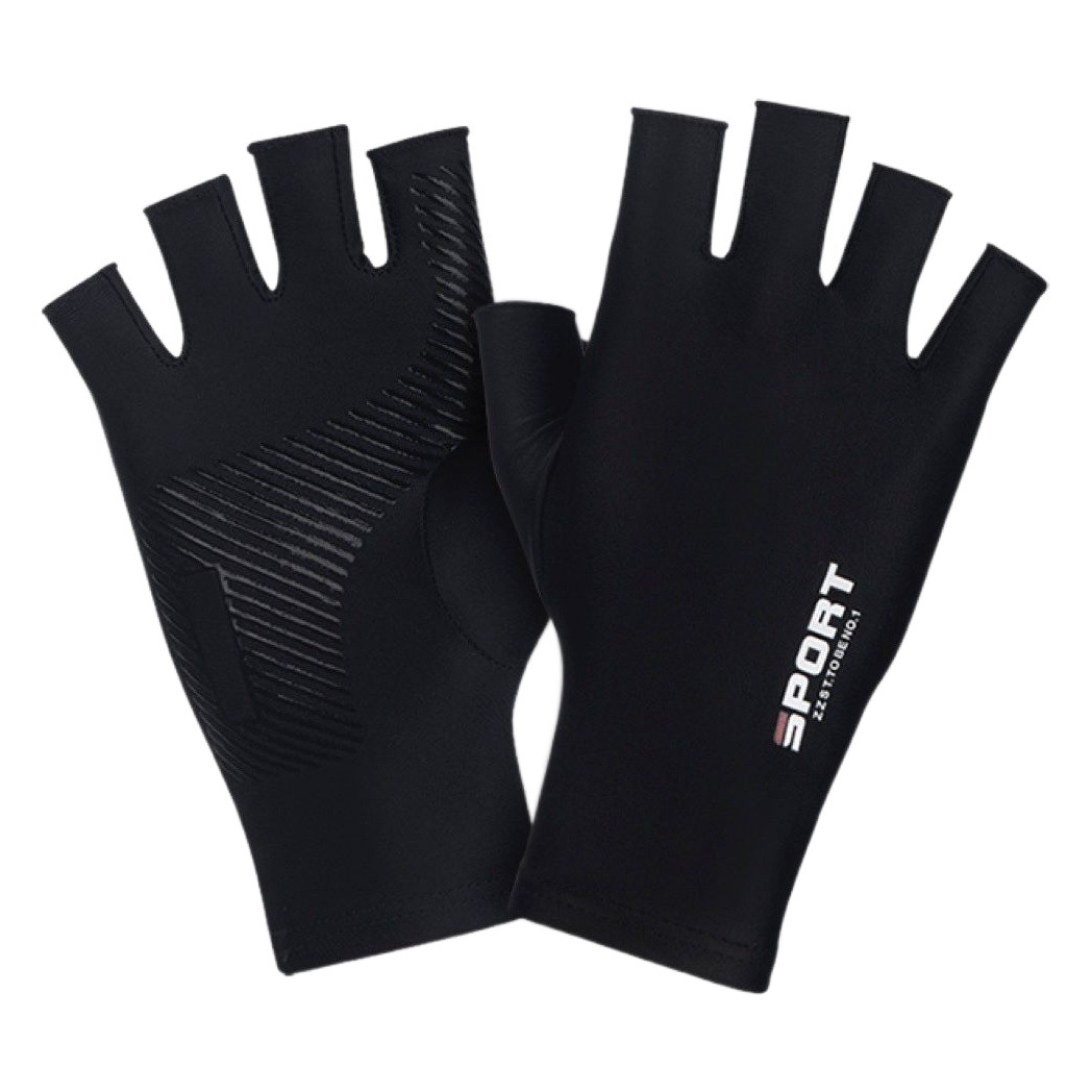 Men's and women's ice silk half finger riding sports fitness men's high elastic comfortable sun protection gloves