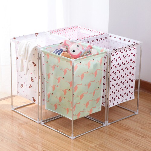 Home Cartoon Fabric Storage Basket Clothes Toy Organizing Storage Basket Multi-functional Assembly Large Capacity Dirty Clothes Basket