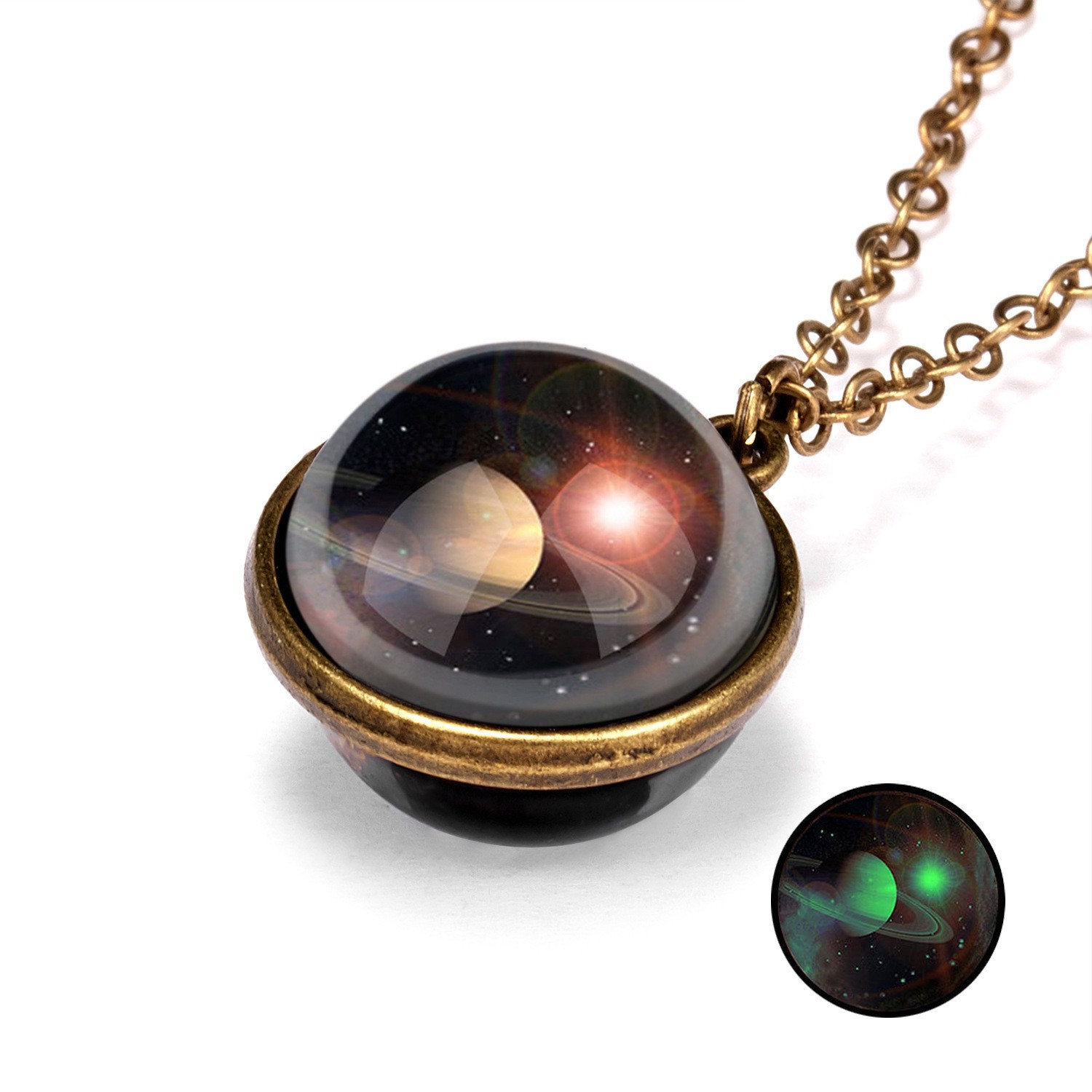 Zubehör 16mm doppelseitige Glaskugel Sonnensystem Galaxie Stern Halskette Retro Pullover Kette_voghion.com