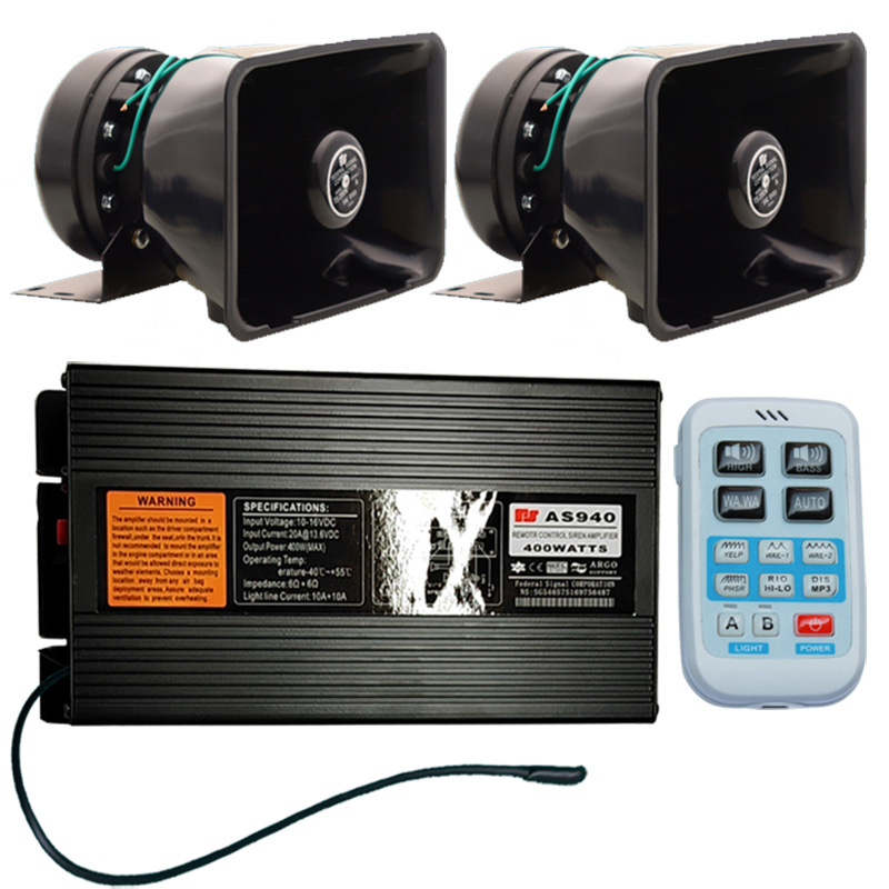Car-mounted wireless siren, 400W loudspeaker, high-pitched alarm, and amplified speaker AS940G+100C