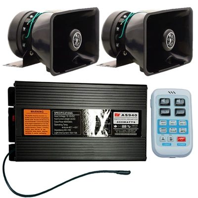 Car-mounted wireless siren, 400W loudspeaker, high-pitched alarm, and amplified speaker AS940G+100C