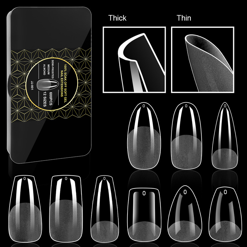 Nail Art Nail Pieces No Grinding Frosted Transparent Nail Drops Square Short Fake Nails Cross-border Hot Selling European and American Popular Fake Nails