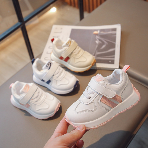 Children's sneakers 2024 spring and autumn children's two-stripe sneakers breathable 1-6 years old soft-soled sneakers for boys and girls