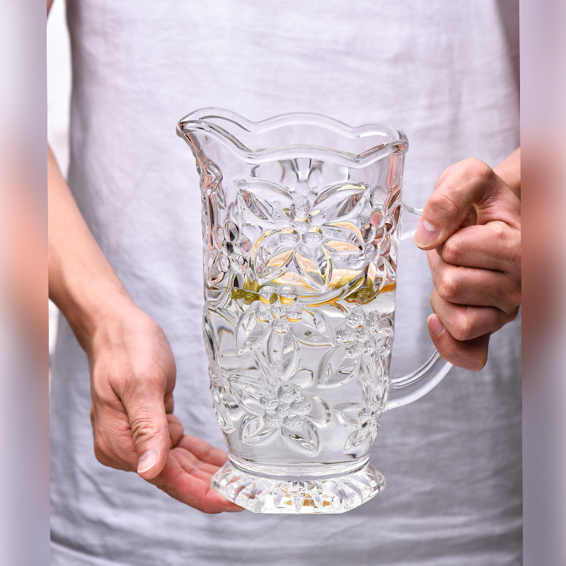 Conjunto de utensilios de agua domésticos, taza de agua de agua fría resistente al calor pintada a mano, vidrio transparente con cubierta image 4