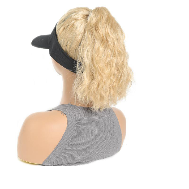 Comercio exterior Amazon venta caliente damas encapuchadas pelucas de cola de caballo personalidad europea y americana ondulado sombrero vacío peluca