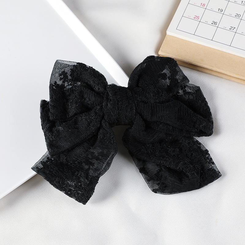 Korean Style Lace Bow Hairpin Embroidered Sweet Elegant Fairy Ribbon Spring Clip Internet Celebrity Girl's Headwear Top Clip_voghion.com