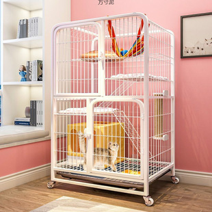 Cat Cage for Home Indoor Villa, Two-Story Extra-Large Free Space Cat House with Integrated Cat Litter Box