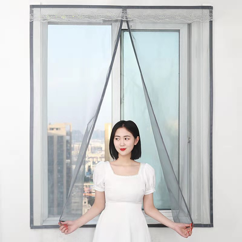 Anti-Mosquito Door Curtain Screen Window Custom-Made King Kong Mesh Screen Door Screen Window Punch-Free Silent Encryption Magnetic Block Anti-Fly and Anti-Insect Door Curtain