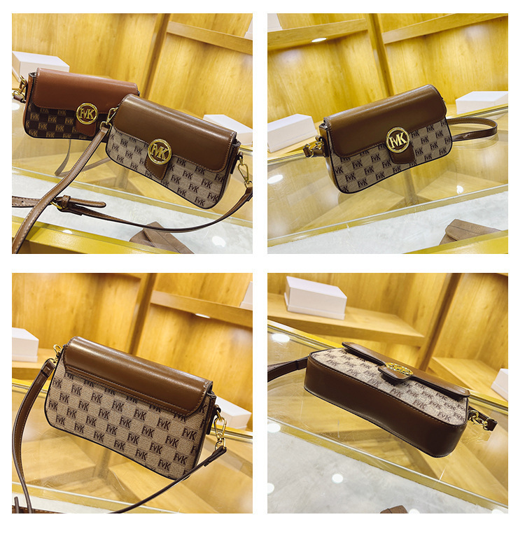 Borsa a tracolla Nicchia di personalità Nuova borsa a tracolla abbinata a colori con stampa retrò di alta qualità Borsa da donna per pendolarismo quotidiano_voghion.com