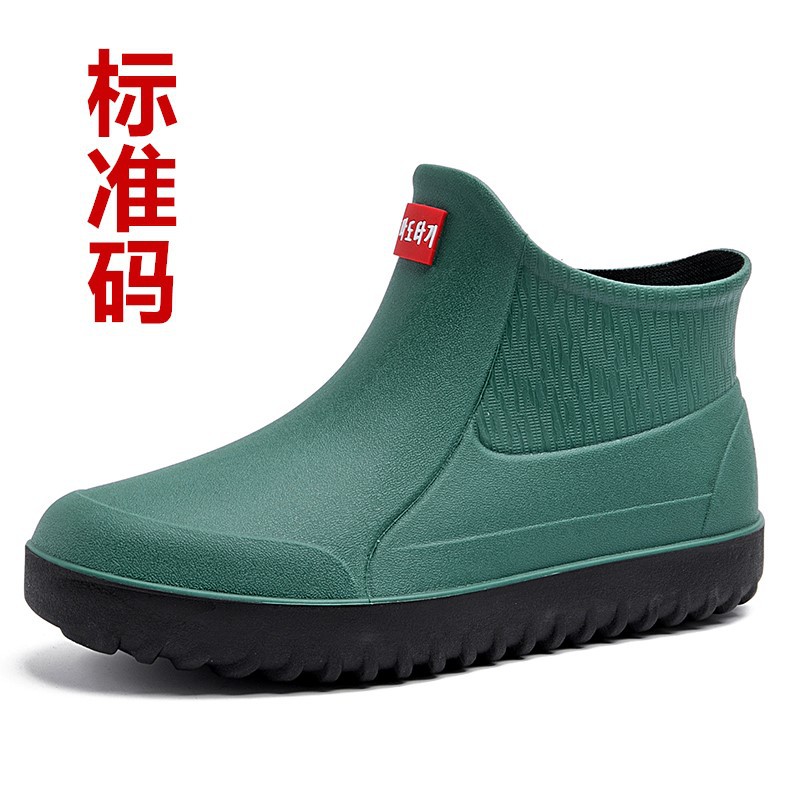 Botas de lluvia bajas transfronterizas para hombres zapatos impermeables al aire libre antideslizantes zapatos de trabajo de cocina de moda alemana zapatos de goma de lavado de coches de pesca