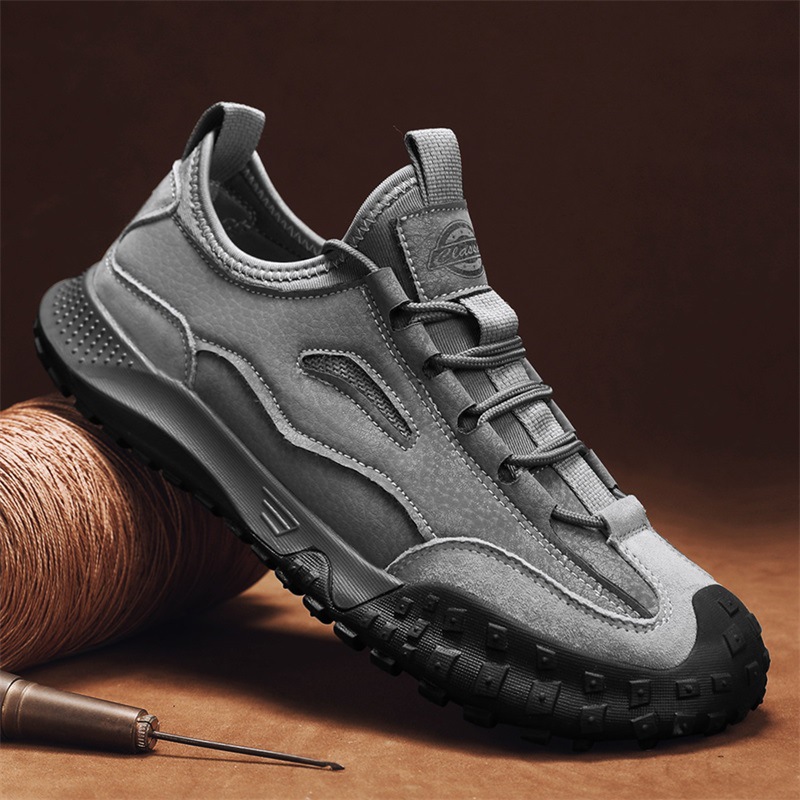 Zapatos de protección laboral para hombre, nuevos zapatos casuales de cuero transpirables y versátiles 2026, zapatos de senderismo antideslizantes y resistentes al desgaste para primavera.