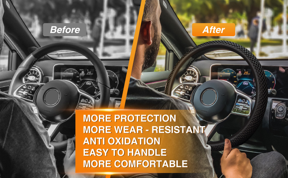 Elastic Steering Wheel Cover Is Warm in Winter and Cool in Summer. Fine Fiber Breathable Ice Silk Is Non-Slip and Easy to Carry and Install