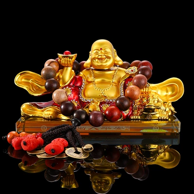 large alloy ingot Maitreya | Car ornaments - crystal-bottom-20128cm900-grams-painted-maitreya-buddha-generation-rich
