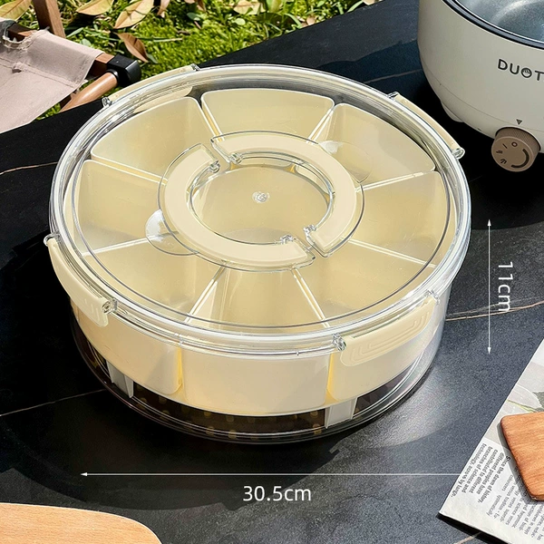 The new round 9-compartment bottom can store ice cubes