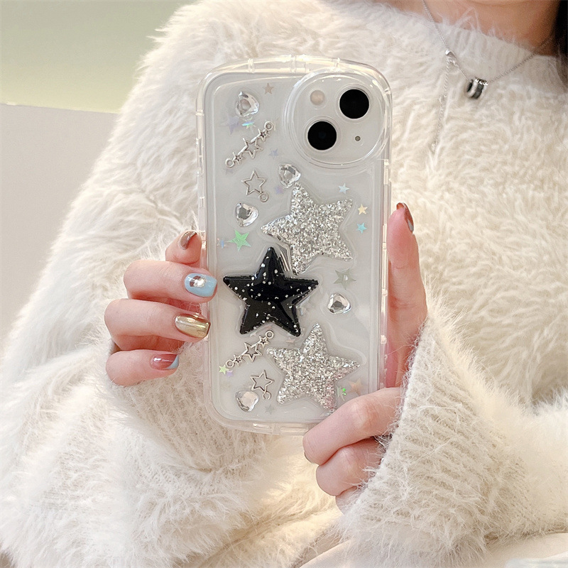 50g Weight iPhone Applicable Brands Tpu Material Pentagram, Heart Shape Pattern Cute, Sweet Style Cute Sweet Pentagram Heart Shape Tpu Phone Cases 1