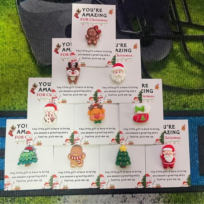TEMU跨境热推 圣诞节系列树脂口袋贺卡 附可爱挂件 为礼物添感恩|undefined