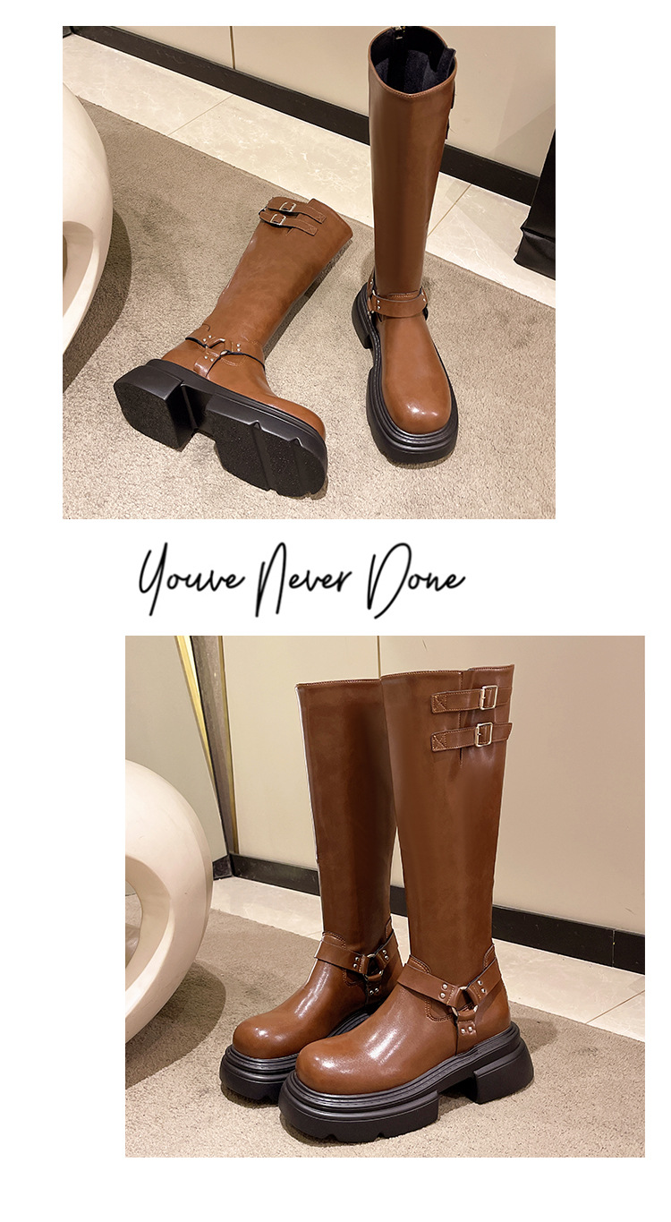 Talpă groasă, versatilă, cu tub lung pentru femei, în toamna anului 2024, cu o senzație de înaltă calitate. Statură mică, creștere în înălțime,_voghion.com