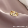 Tide, set, retro small design ring, with gem, Korean style, simple and elegant design