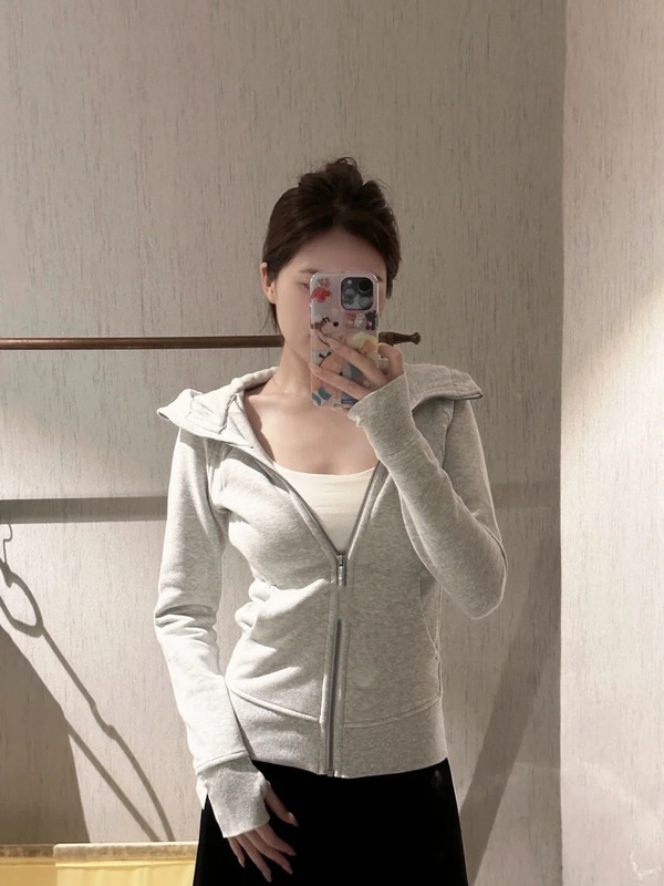 山东即墨卫衣上衣女韩版巨好看2025新款连帽小个子显瘦外套女秋|undefined